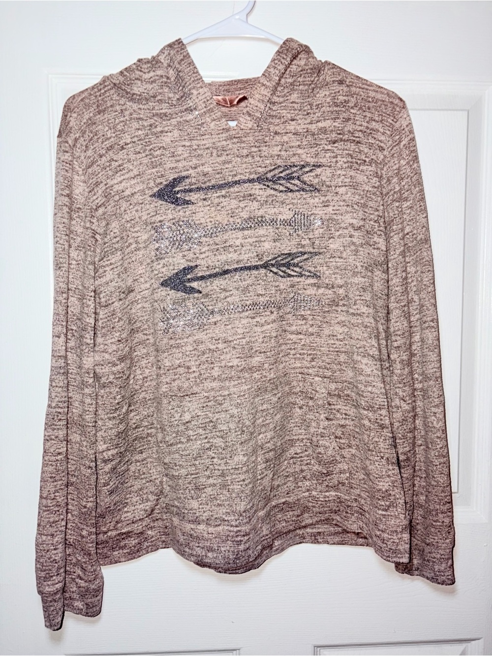 Cozy Beige-Marled Arrow Hoodie Sweater